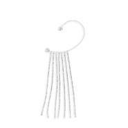 Eco-brass&reg; metal earrings ear cuff with strass Silver-Crystal