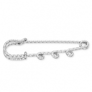 Stainless steel findings ornamental pin with 3 loops Silver