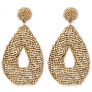 Trendy earrings / earpin with glass beads drop Gold