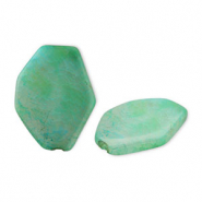 Natural stone beads Agate hexagon Green-White