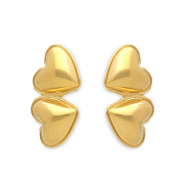 Stainless steel earrings / earpin hearts Gold