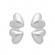 Stainless steel earrings / earpin hearts Silver