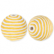 22 mm acrylic beads with waxed cord Ochre Yellow-White