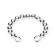 BY31&reg; Stainless steel earrings / ear cuff spheres with 2 loops Silver