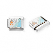 Stainless steel charms for italian bracelet sealife Silver-White-Light Blue