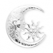 Stainless steel statement brooches moon & sun Silver