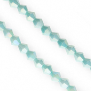 Top faceted beads bicone 6mm Aqua Green-AB Coating