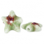 Beads ceramic starfish Light Green-Brown