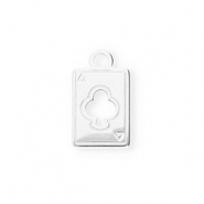 Stainless steel charms playcard Silver