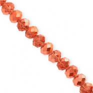 Top faceted beads 8x6mm disc Coral Orange-Pearl Shine Coating