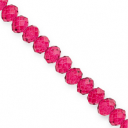 Top faceted beads 8x6mm disc Cherry Pink