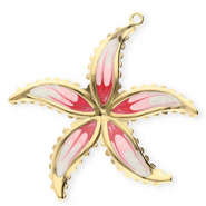 Stainless steel charms flower Gold-Pearl White-Pink-Cherry Pink