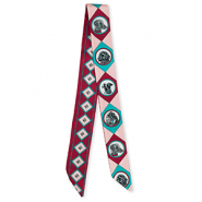 Bandana scarf with dogs Bordeaux Red-Light Pink-Turquoise Blue