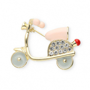 Brooches scooter with strass Gold-Nude Pink-White-Crystal