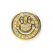 Brooches smiley with strass Gold-Crystal