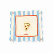 BY31® Eco-brass metal charms pizza slice Gold-Red