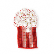 Brooches popcorn Red-White-Gold