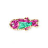 Brooches fish Gold-Magenta Purple-Ocean Green
