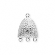 BY31&reg; Stainless steel findings connector semi-oval with 4 loops Silver