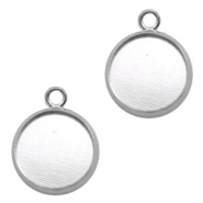 Settings charm metal for cabochon 12mm Antique Silver