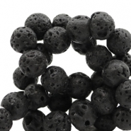8 mm natural stone beads matt Lava Black