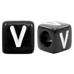 Acrylic letter beads letter V Black