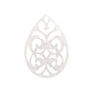 Resin pendants drop baroque 38x27mm Bright White