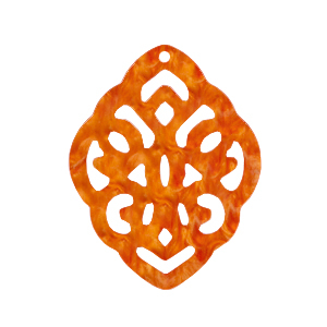 Resin pendants rhombus baroque Flame Orange