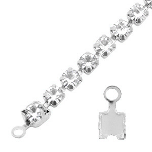 Findings TQ metal end cap for Rhinestone chain 3mm Antique Silver