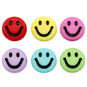 Acrylic letter beads smiley Multicolour-Black