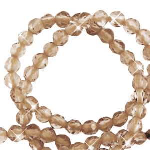 Natural stone faceted beads 3mm Light Topaz-Pearl Shine Coating