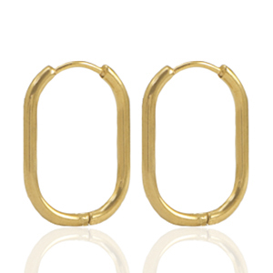 Stainless steel earrings creole oval Gold