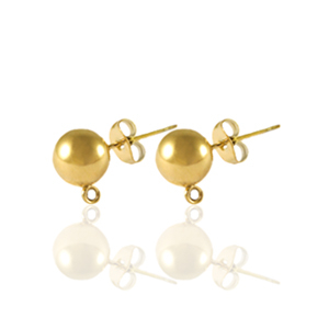 Stainless steel earrings / earpins with loop 4mm Gold