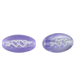 Acrylic letter beads hearts Purple