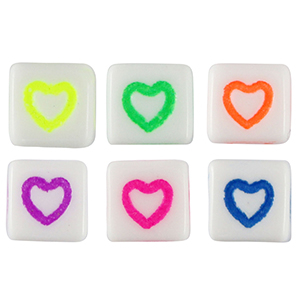 Acrylic letter beads hearts White