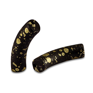 Acrylic beads tube matt Black-Gold