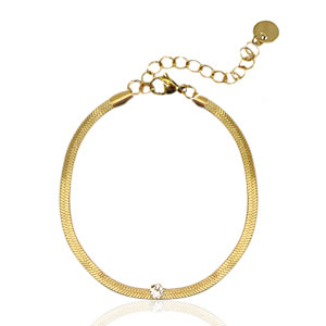 Stainless steel snake bracelets crystal Gold-Crystal