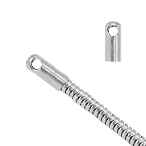 Stainless Steel findings end cap for belcher chain snake for chain snake &Oslash;2.5mm Silver