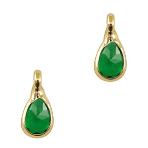Crystal glass charms drop Green-Gold