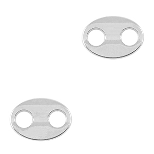 DQ European metal charms connector oval Antique Silver (nickel free)