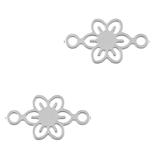 Stainless steel charms connector Bohemian 6mm Silver