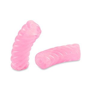 Acrylic tube beads twisted Transparent Pink