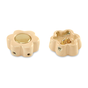 Tile beads flower Apricot Beige-Gold