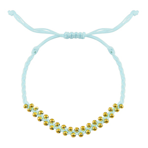 Ready-made Bracelets stainless steel beads Mint Blue-Gold