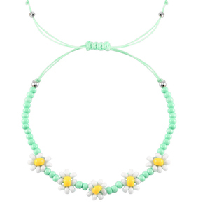 Ready-made Bracelets flower Mint Green-White