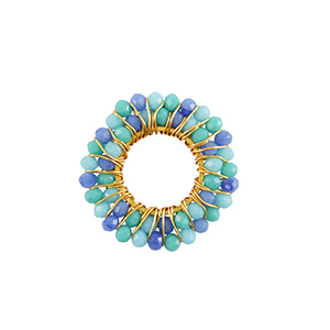 Stainless steel charms facet 24mm Blue-Gold