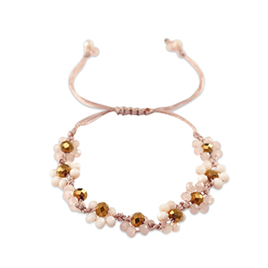 Top faceted bracelet flower Multicolour Pink-Topaz Brown