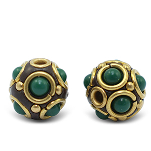 Bohemian beads Green-Antique Gold