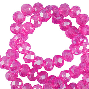 Top faceted beads 4x3mm disc Fuchsia-Pearl Shine Coating
