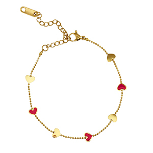 Stainless steel bracelets hearts Gold